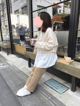 「Green　Parks（グリーンパークス）のアイテム（シャツ/ブラウス、ホワイト系）」を使った、Saaiさん（レディース・158cm）の夏コーディネート