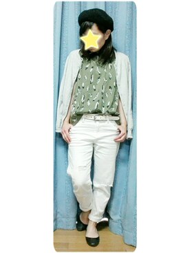 「UNIQLO（ユニクロ）のWOMEN スリムボーイフレンドフィットアンクルジーンズB（デニムパンツ）」を使った、MiRiさん（レディース・150cm）の夏コーディネート
