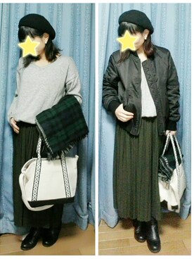 「ドッキングワンピース」｜「アイテム（ジャケット/アウター）」を使った、MiRiさん（レディース・150cm）の冬コーディネート