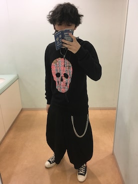 「ZARA（ザラ）のアイテム（スウェット、ブラック系）」を使った、mura＿masaさん（メンズ・165cm）の春コーディネート