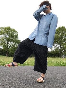 「COMME des GARCONS（コムデギャルソン）のアイテム（その他パンツ、ブラック系）」を使った、mura＿masaさん（メンズ・165cm）の春コーディネート