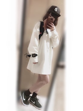 「POLO RALPH LAUREN（ポロ ラルフ ローレン）のアイテム（シャツワンピース）」を使った、愛海さん（レディース・153cm）の春コーディネート