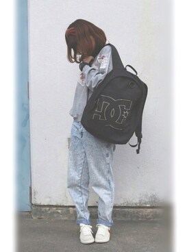 「DC（ディーシー）のアイテム（バッグ）」を使った、愛海さん（レディース・153cm）の春コーディネート