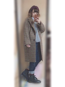 「マーチン」｜「アイテム（チェスターコート）」を使った、愛海さん（レディース・153cm）の冬コーディネート