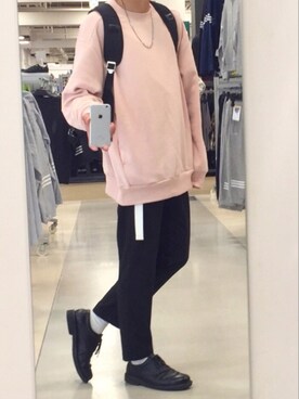 Gu ジーユー のスウェット ピンク系 を使ったメンズ人気ファッションコーディネート 身長 100cm以下 Wear