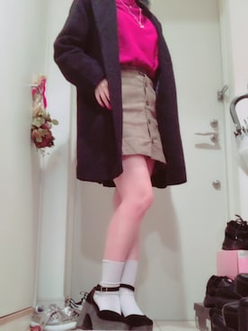 「いいね返し」｜「アイテム（チェスターコート）」を使った、ゆっきーな ʚ♡ɞさん（レディース・155cm）の秋コーディネート