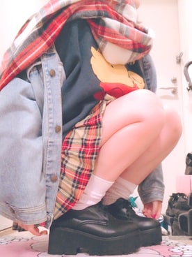 「いいね返し」｜「アイテム（デニムジャケット）」を使った、ゆっきーな ʚ♡ɞさん（レディース・155cm）の冬コーディネート