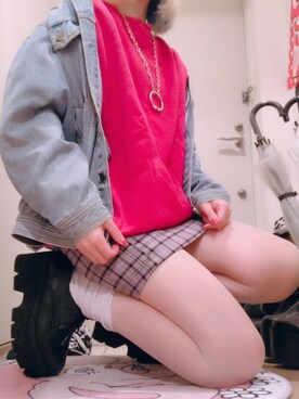 「いいね返し」｜「アイテム（デニムジャケット）」を使った、ゆっきーな ʚ♡ɞさん（レディース・155cm）の冬コーディネート
