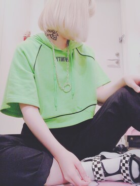 「WC（ダブル シー）のアイテム（スウェット）」を使った、ゆっきーな ʚ♡ɞさん（レディース・155cm）の春コーディネート