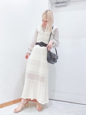 「WEGO（ウィゴー）のWEGO/スタンドフリルネックシアーブラウス（シャツ/ブラウス、その他）」を使った、ゆっきーな ʚ♡ɞさん（レディース・154cm）の夏コーディネート