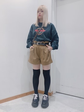 「オリーブ」｜「アイテム（ソックス/靴下）」を使った、ゆっきーな ʚ♡ɞさん（レディース・155cm）の夏コーディネート