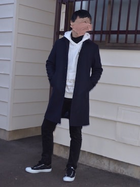 「リドム」｜「アイテム（ステンカラーコート）」を使った、tenさん（メンズ・173cm）の秋コーディネート