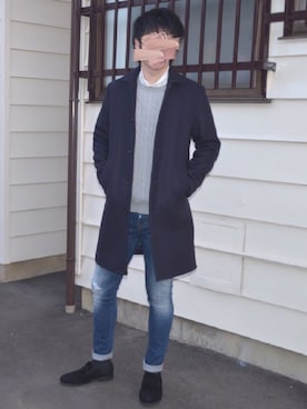 「リドム」｜「アイテム（ステンカラーコート）」を使った、tenさん（メンズ・173cm）の秋コーディネート