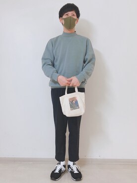 「LAKOLE（ラコレ）のアイテム（トートバッグ）」を使った、さかもとさん（メンズ・175cm）の秋コーディネート
