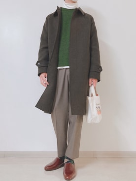 「ソックス」｜「アイテム（スリッポン）」を使った、さかもとさん（メンズ・175cm）の冬コーディネート