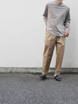 「SCYE BASICS（サイベーシックス）のアイテム（チノパンツ）」を使った、ほーむずさん（メンズ・176cm）の秋コーディネート