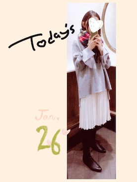「ゆるニット」｜「アイテム（ブーティ）」を使った、はるさん（レディース・159cm）の冬コーディネート