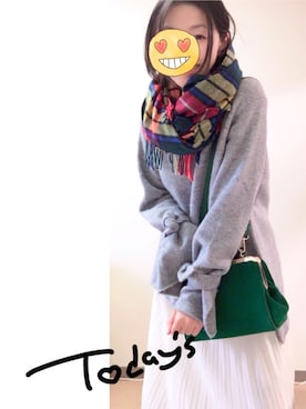 「白スカート」｜「アイテム（財布/小物）」を使った、はるさん（レディース・159cm）の冬コーディネート