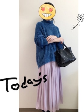 「GU（ジーユー）のアイテム（ムートンコート）」を使った、はるさん（レディース・159cm）の冬コーディネート