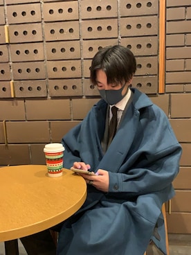 「仕事コーデ」｜「アイテム（ステンカラーコート）」を使った、一輝さん（メンズ・177cm）の冬コーディネート