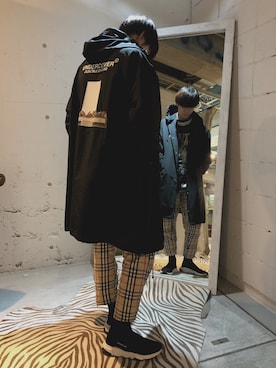 「UNDERCOVER（アンダーカバー）のアイテム（ナイロンジャケット）」を使った、마사키さん（メンズ・172cm）の冬コーディネート