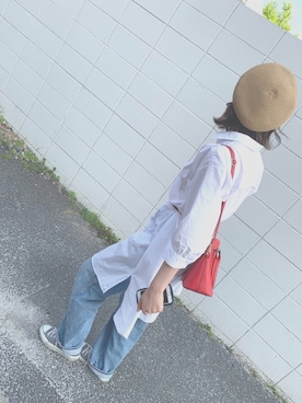 「麦わらベレー帽」｜ゆめさん（レディース・166cm）の夏コーディネート