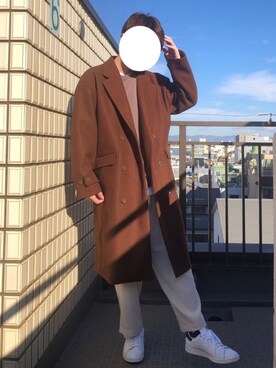 「ペールトーン」｜「アイテム（チェスターコート）」を使った、Rさん（メンズ・174cm）の冬コーディネート