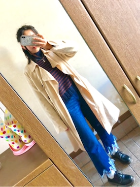 「OZOC（オゾック）のアイテム（トレンチコート）」を使った、mkhさん（レディース・154cm）の春コーディネート