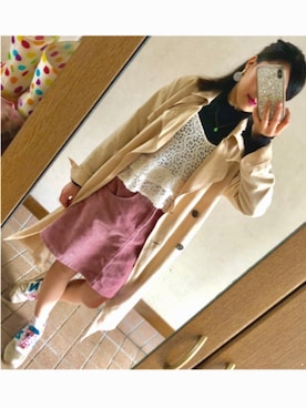 「OZOC（オゾック）のアイテム（トレンチコート）」を使った、mkhさん（レディース・154cm）の春コーディネート