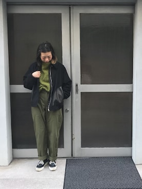 「MM6 Maison Margiela（ｴﾑｴﾑｼｯｸｽ ﾒｿﾞﾝ ﾏﾙｼﾞｪﾗ）のアイテム（ブルゾン）」を使った、mika tamuraさん（レディース・158cm）の冬コーディネート