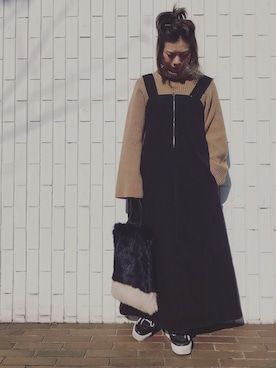 「JULIEN DAVID（ジュリエンデビッド）のアイテム（シューズ）」を使った、mika tamuraさん（レディース・158cm）の冬コーディネート