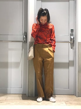 「2018ss」｜「アイテム（スラックス）」を使った、mika tamuraさん（レディース・158cm）の冬コーディネート