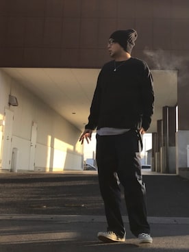 「AZUL by moussy（アズールバイマウジー）のアイテム（ニットキャップ/ビーニー）」を使った、＝＝トム＝＝さん（メンズ・174cm）の秋コーディネート
