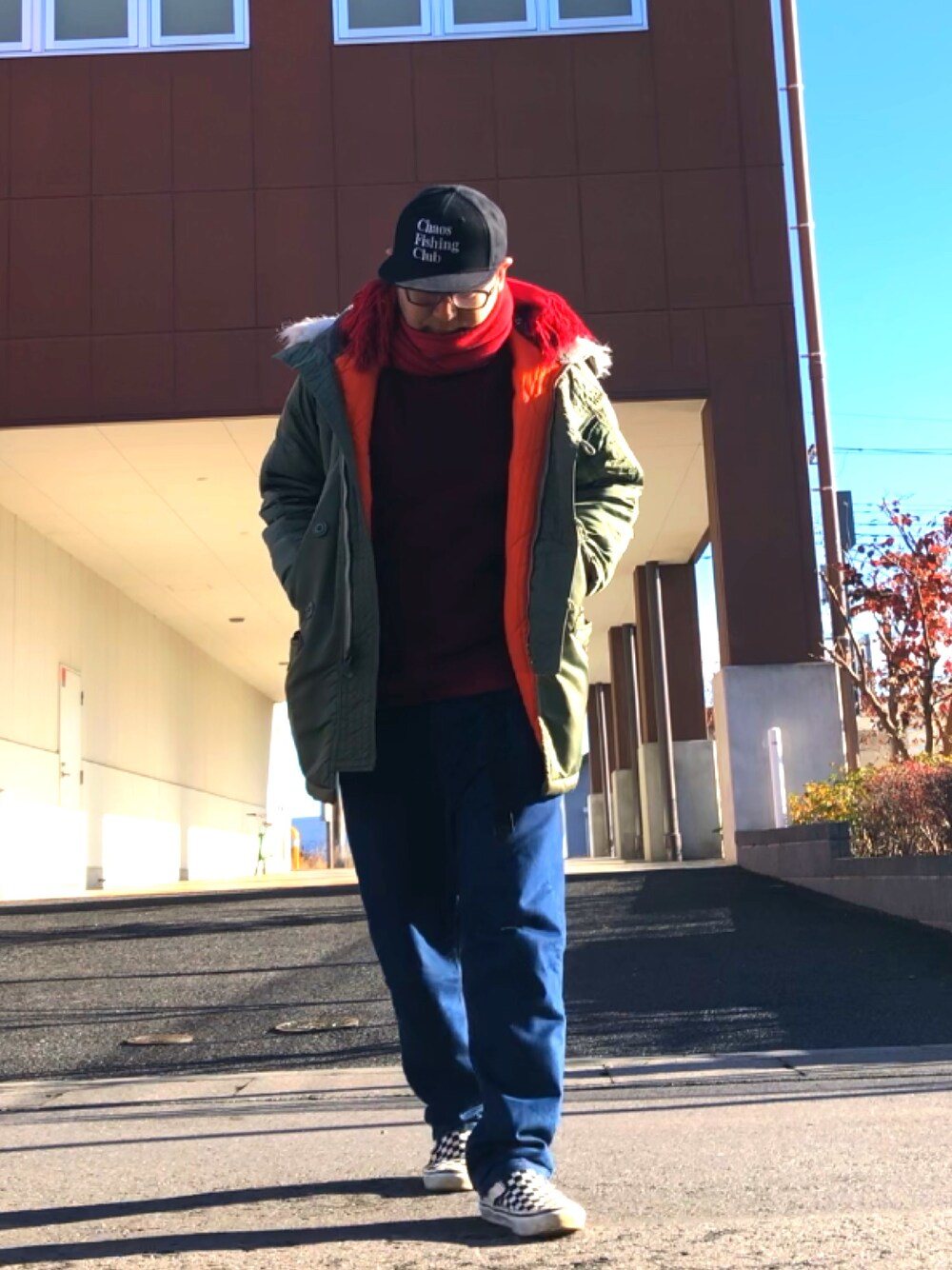 「N3B、chaosfishingclub、golden fleece、coen、ZIP FIVE、VANS」｜「Chaos Fishing Clubのアイテム（キャップ、ブラック系）」を使った、＝＝トム＝＝さん（メンズ・174cm）の冬コーディネートの1枚目の写真