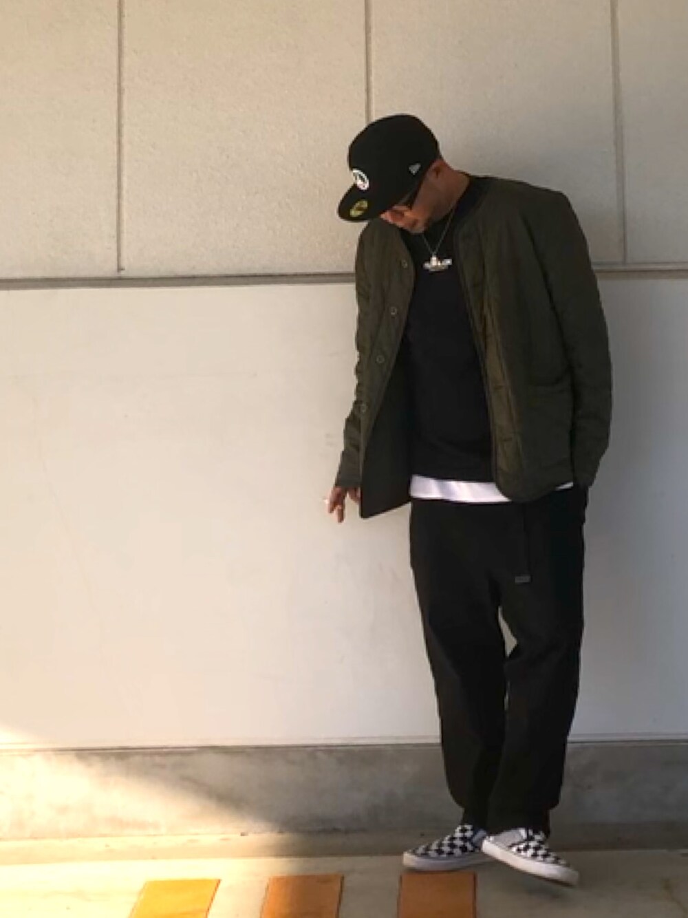 「やっぱりストリートが好き、ライナーコート、ストリート、スケータースタイル、stussy、NUMLOK、ZIP FIVE」｜「NEW ERAのPeace Sign New Era Cap（キャップ、ブラック系）」を使った、＝＝トム＝＝さん（メンズ・174cm）の秋コーディネートの1枚目の写真