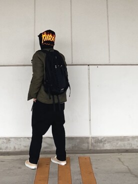 「STUSSY（ステューシー）のアイテム（ノーカラージャケット）」を使った、＝＝トム＝＝さん（メンズ・174cm）の春コーディネート