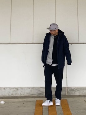 「AIR FORCE 1」｜「アイテム（ブルゾン）」を使った、＝＝トム＝＝さん（メンズ・174cm）の冬コーディネート