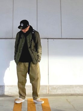 「STUSSY（ステューシー）のアイテム（ノーカラージャケット）」を使った、＝＝トム＝＝さん（メンズ・174cm）の春コーディネート