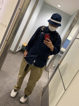 「Have a good time（ハバグッタイム）のアイテム（ハット）」を使った、＝＝トム＝＝さん（メンズ・174cm）の春コーディネート