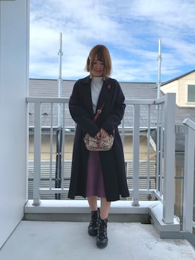 「NANO universe（ナノユニバース）のアイテム（チェスターコート）」を使った、Misakiさん（レディース・156cm）の冬コーディネート