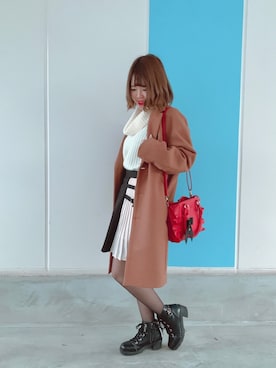 「アパレルスタッフ」｜「アイテム（チェスターコート）」を使った、Misakiさん（レディース・156cm）の冬コーディネート