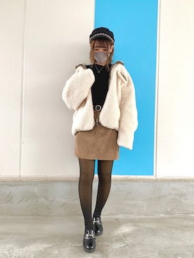 「CECIL McBEE（セシルマクビー）のアイテム（帽子）」を使った、Misakiさん（レディース・156cm）の冬コーディネート