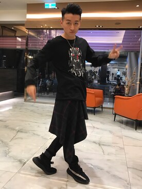 「STARWARSのアイテム（トップス、ブラック系）」を使った、LilYangさん（メンズ・179cm）の冬コーディネート