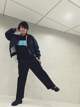 「HARE」｜「アイテム（スタジャン）」を使った、がみ太さん（メンズ・179cm）の冬コーディネート