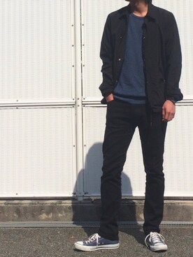 「サマーニット」｜「アイテム（ナイロンジャケット）」を使った、たらこさん（メンズ・180cm）の春コーディネート