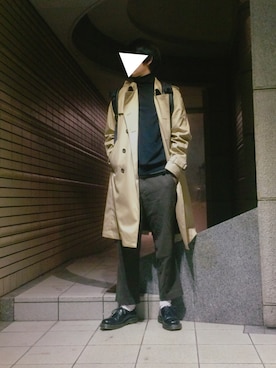 「アンクルパンツ」｜「アイテム（トレンチコート）」を使った、たらこさん（メンズ・180cm）の冬コーディネート