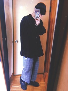 「ARMANI EXCHANGE（アルマーニエクスチェンジ）のアイテム（シャツ/ブラウス、ブラック系）」を使った、りょうたさん（メンズ・170cm）の春コーディネート