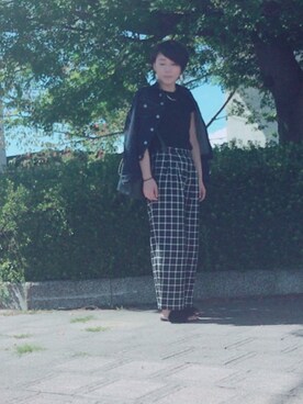 「UNIQLO（ユニクロ）のスーピマコットンリブクルーネックT（半袖）（Tシャツ/カットソー）」を使った、sai.cさん（レディース・166cm）の秋コーディネート