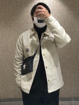 「CONVERSE TOKYO（コンバーストウキョウ）のアイテム（ショルダーバッグ）」を使った、reoさん（メンズ・181cm）の冬コーディネート