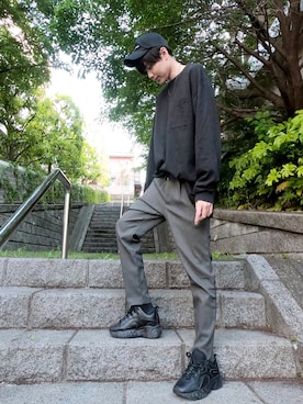 「CLANE（クラネ）のアイテム（キャップ）」を使った、京極さん（メンズ・170cm）の春コーディネート